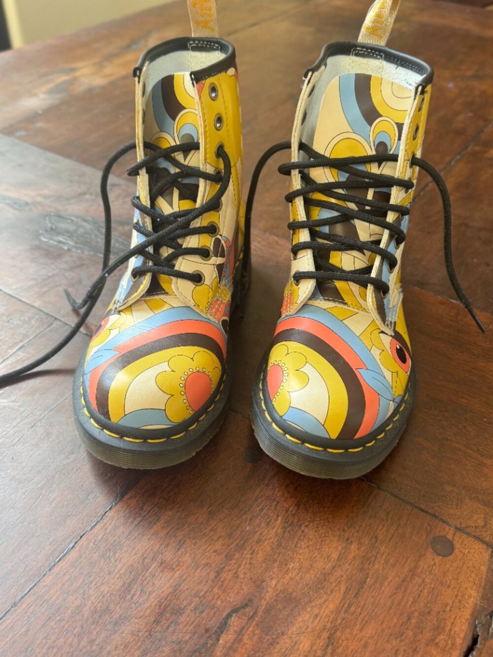 Retro Psychedelic Dr. Martens Vegan 1460 Boots EU 36 US 5 Floral Mod Groovy - Picture 2 of 11